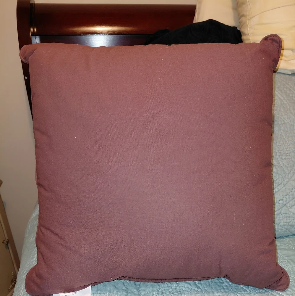 Pumpkin Hello Fall Pillow Burgundy NWT